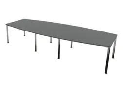 vergadertafel,HxBxD 740x3600x1400mm,vatvormig,MS-donkergrijs