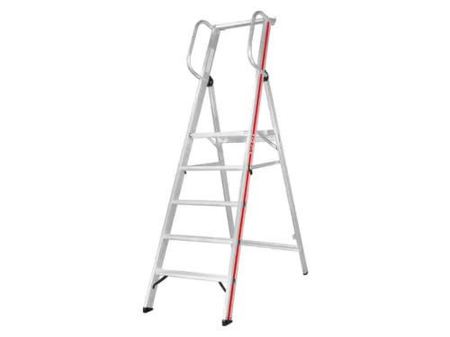 platformladder,bordes HxBxD 1180x440x400mm,5treden,aluminium