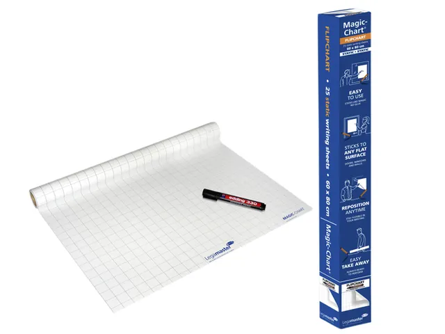 Legamaster Magic-Chart flipchart folie 60x80cm Wit met ruit 25 vel