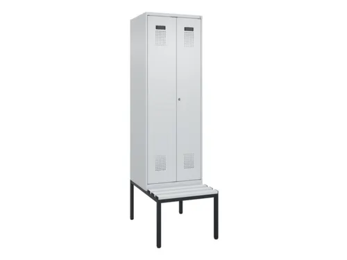 locker met bank,voor scheiding van kleding,HxBxD 2120x600x815mm,2vak