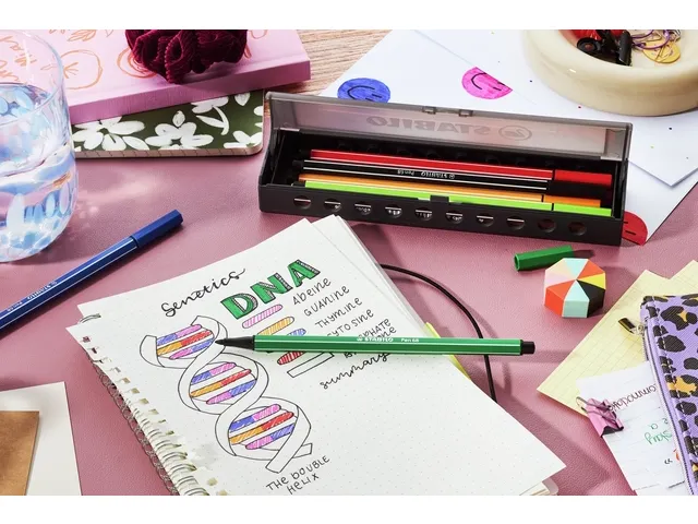 Feutre STABILO PEN 68 Medium Clickset 10 couleurs