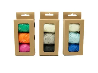 Lint raffia assorti: oranje, groen & roze - 1