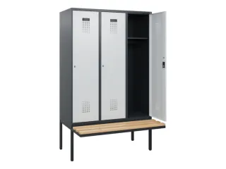 locker met bank,HxBxD 1950x1200x815mm,3vak,vak B 400mm,cilinderslot - 1
