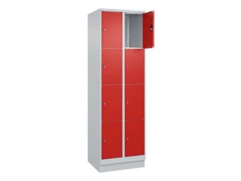 lockerkast,HxBxD 1950x600x500mm,2x4vakken,vak B 300mm,cil.-slot,sokkel