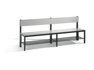 omkleedbank,HxLxD 796x2000x407mm,HPL zilvergrijs,frame staal RAL7021 - 1