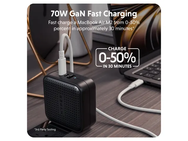 Targus Hyper Juice Travel Charger 70W GaN USB-C Zwart