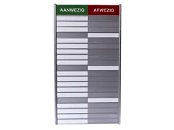Aan- afwezigheidsbord voor 20 namen