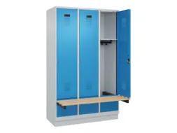 locker met bank,HxBxD 1950x1200x815mm,3vak,vak B 400mm,cilinderslot