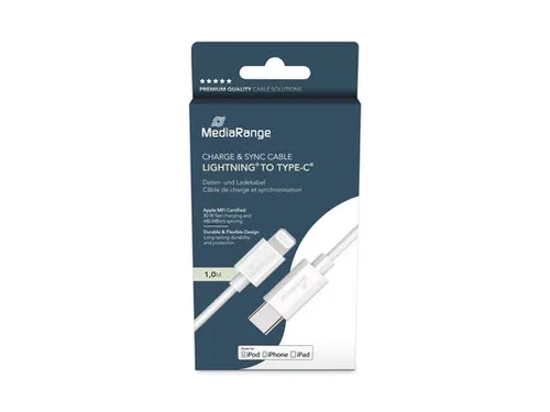 MediaRange Apple Lightning naar USB C kabel 1 m Wit