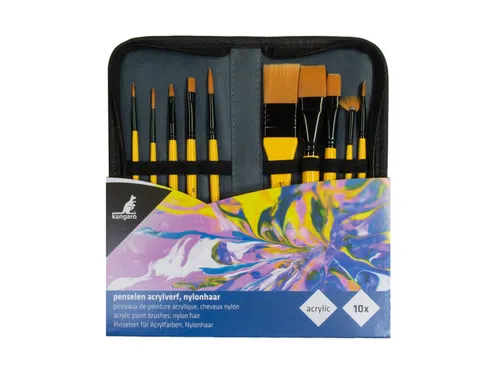 Penselen Kangaro acrylverf set van 10stuks in etui