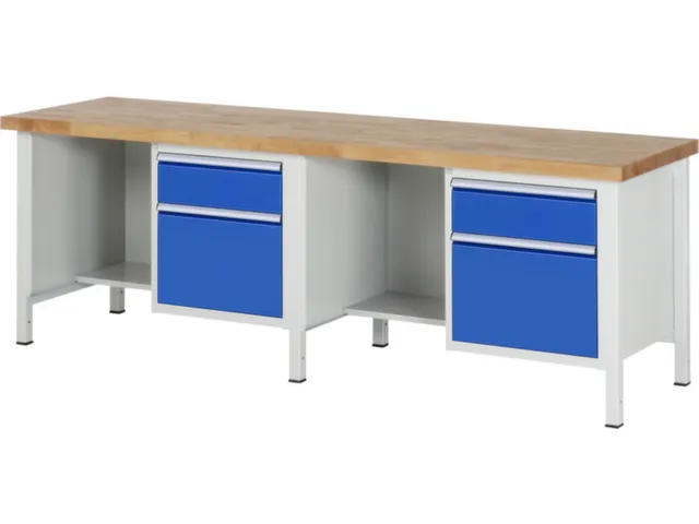 werkbank,HxBxD 840-1040x2500x700mm,beukblad,draagverm. 1250kg