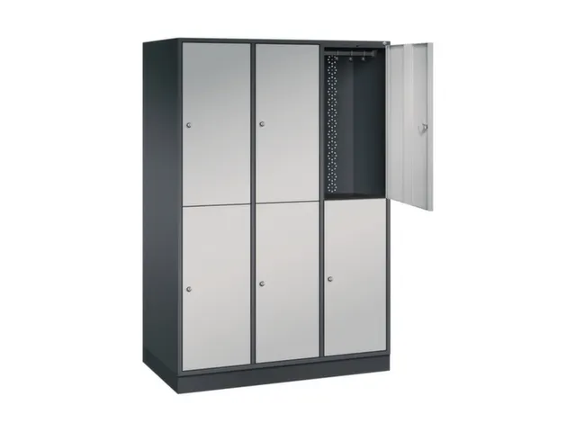 Dubbeldekse garderobekast,HxBxD 1950x1220x600mm,3x2vak.,vak B 360mm