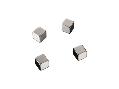 Glasbordmagneten Naga 10x10x10mm vierkant set a 4st. zilver