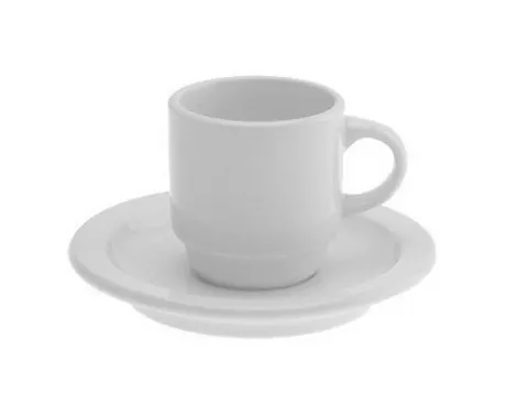 Kop en schotel Mammoet Smal 13.5cm 14cl Wit doos 6 stuks