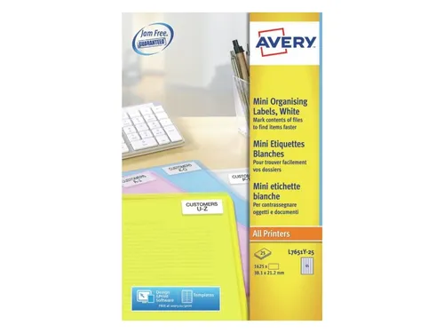 Etiket Avery L7651Y-25 38.1x21.2mm Neon Geel 1625 stuks