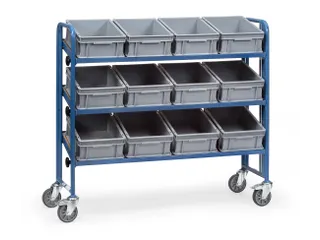 Bakkenwagen 2884 250kg 1240x415mm 3 Etages Hout Ral5007 - 1