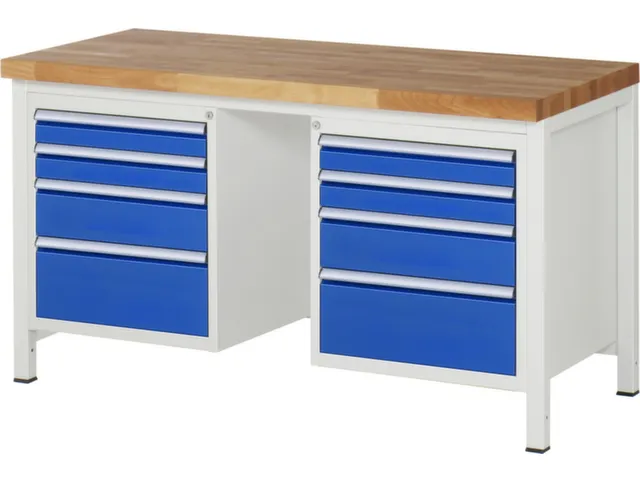 werkbank,HxBxD 840-1040x1500x700mm,beukblad,draagverm. 1250kg,4voeten