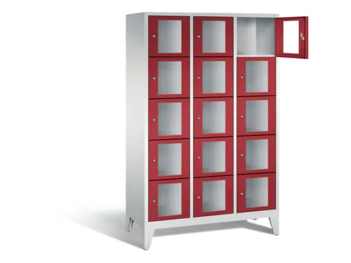 Lockerkast 1850x1200x500mm 3x5 vakken Cilinderslot Poten, RAL3003