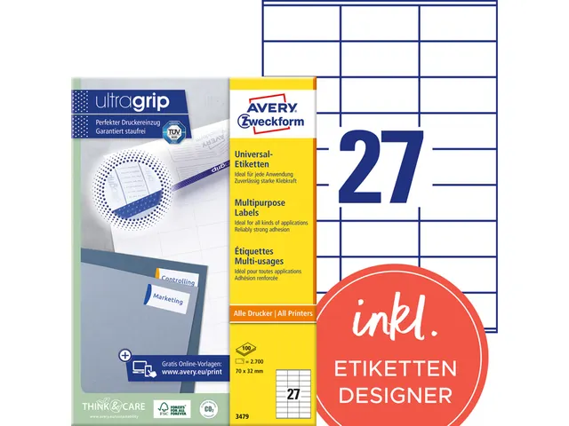 Etiquette Avery Zweckform 3479 70x32mm blanc 2700 pièces