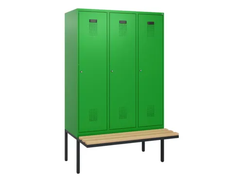 locker met bank,HxBxD 1950x1200x815mm,3vak,vak B 400mm,cilinderslot