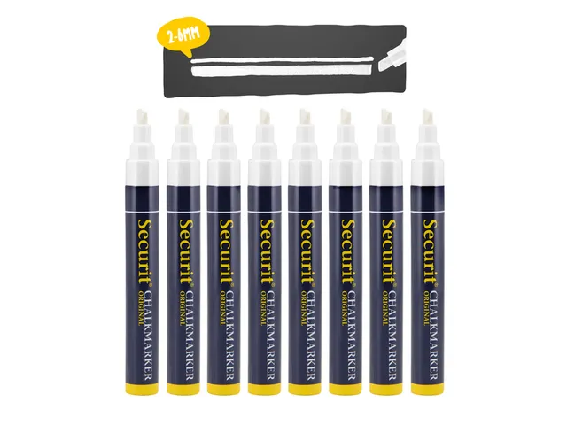 Krijtstift Securit SMA-510 Schuin 2-6mm Wit 8 Stuks