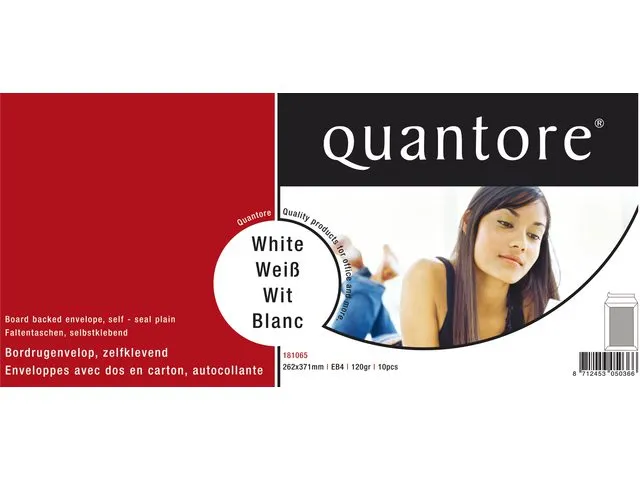 Envelop Quantore Bordrug Eb4 262x371mm 120gr wit Zelfklevend
