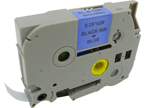 Labeltape P-touch TZE-521 9mmx8m zwart op blauw gelamineerd