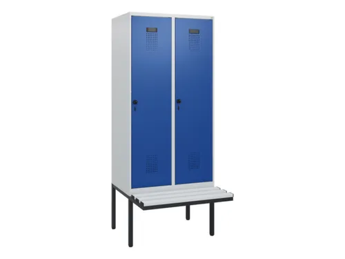 locker met bank,HxBxD 1950x800x815mm,2vak,vak B 400mm,draaigrendel