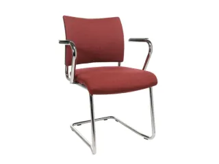 Bezoekersstoel Armleuningen Bordeauxrood Stof Zitting 450x480x450mm - 2