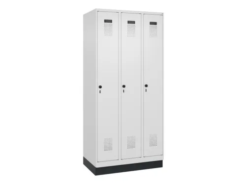 locker,HxBxD 1950x900x500mm,3vak,vak B 300mm,draaigrendel,sokkel