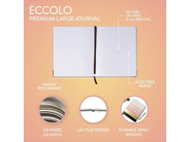 Carnet de notes Èccolo Light Ombre Stripe ligne env.20x25cm 80g 256 p