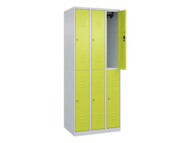 dubbeldekse locker,HxBxD 1850x750x500mm,3x2vak.,vak B 250mm,cil.-slot