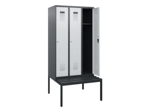 locker met bank,HxBxD 1950x900x815mm,3vak,vak B 300mm,cilinderslot