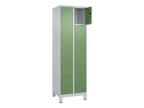 lockerkast,HxBxD 1950x600x500mm,2x5vakken,vak B 300mm,cil.-slot,voeten