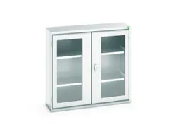 vitrinekast 1000x1050x350mm 2xStalen bodem romp RAL7035 front RAL7035