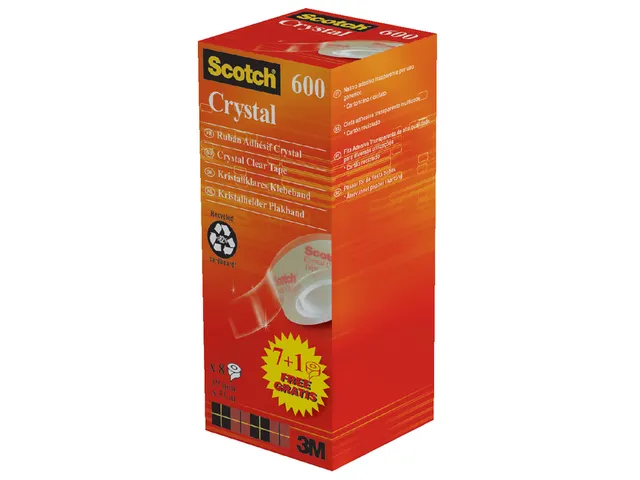 Ruban adhésif Scotch Crystal 600 33mx19mm transparent 7+1 gratuit