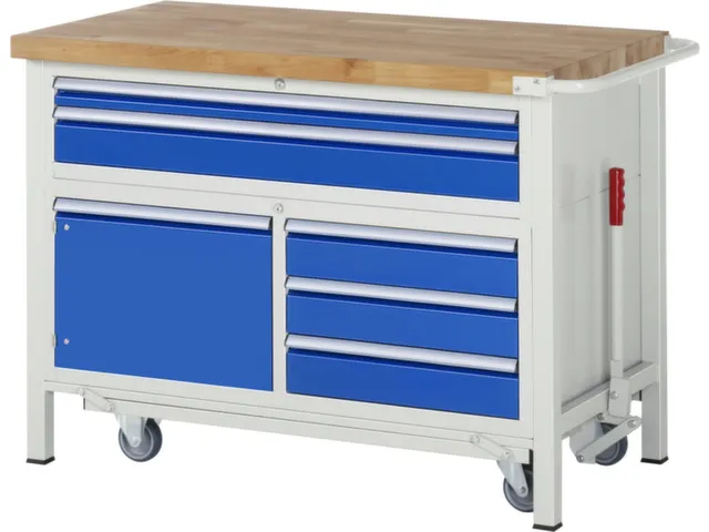 Werkbank 880x1250x700mm Beukenhouten Werkblad 5laden