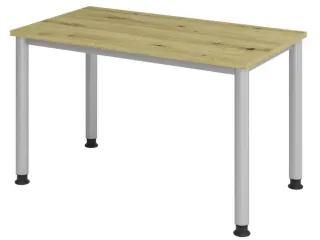bureau,HxBxD 685-810x1200x670mm,blad eiken,4voeten zilverkleurig - 1