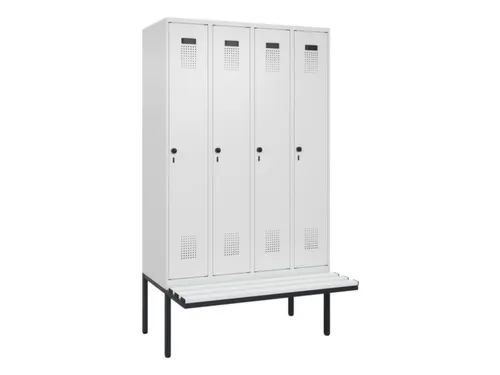 locker met bank,HxBxD 2120x1200x815mm,4vak,vak B 300mm,draaigrendel