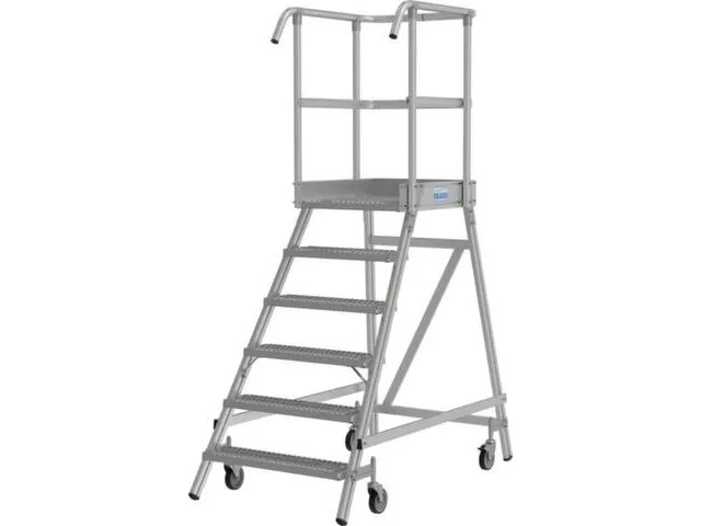 escalier mobile,roulant,estrade H 1,45m,6marches a. revêtement R13,al