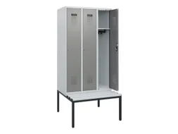 locker met bank,HxBxD 1950x900x815mm,3vak,vak B 300mm,cilinderslot