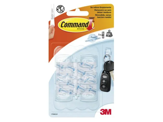 Haak Command mini inclusief bevestigingsstrip transparant 6 stuks