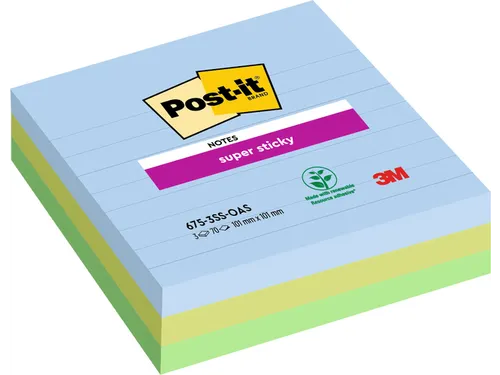 Memoblok 3M Post-it 654 Super Sticky 76X76mm OAS