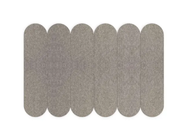 Akoestische PET-vilt ovale stroken donkergrijs 30x120cm 6 stuks