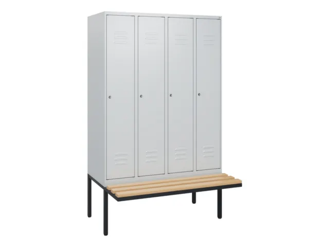 locker met bank,HxBxD 1950x1200x815mm,4vak,vak B 300mm,cil.-slot