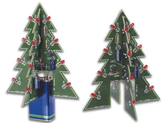 Soldeerkit DIY 3D-kerstboom 16 knipperende rode LEDs