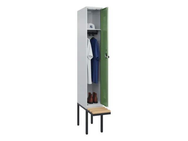 locker met bank,HxBxD 2120x300x815mm,1vak,vak B 300mm,draaigrendel