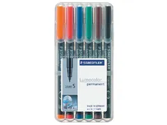 Viltstift Staedtler OHP Lumocolor 313 Super fijn 0.4mm Assorti 6 stuks