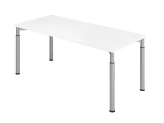 bureau,HxBxD 680-820x1800x800mm,blad wit,4voeten zilverkleurig - 2