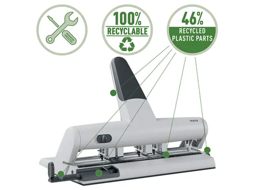 Leitz 5114 AKTO variabele multi perforator 4-gaats 30vel zilver